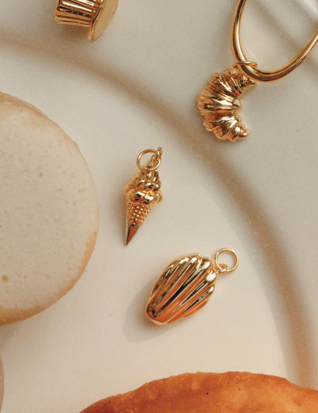 馬卡龍&冰淇淋Ｃ圈耳環（金）