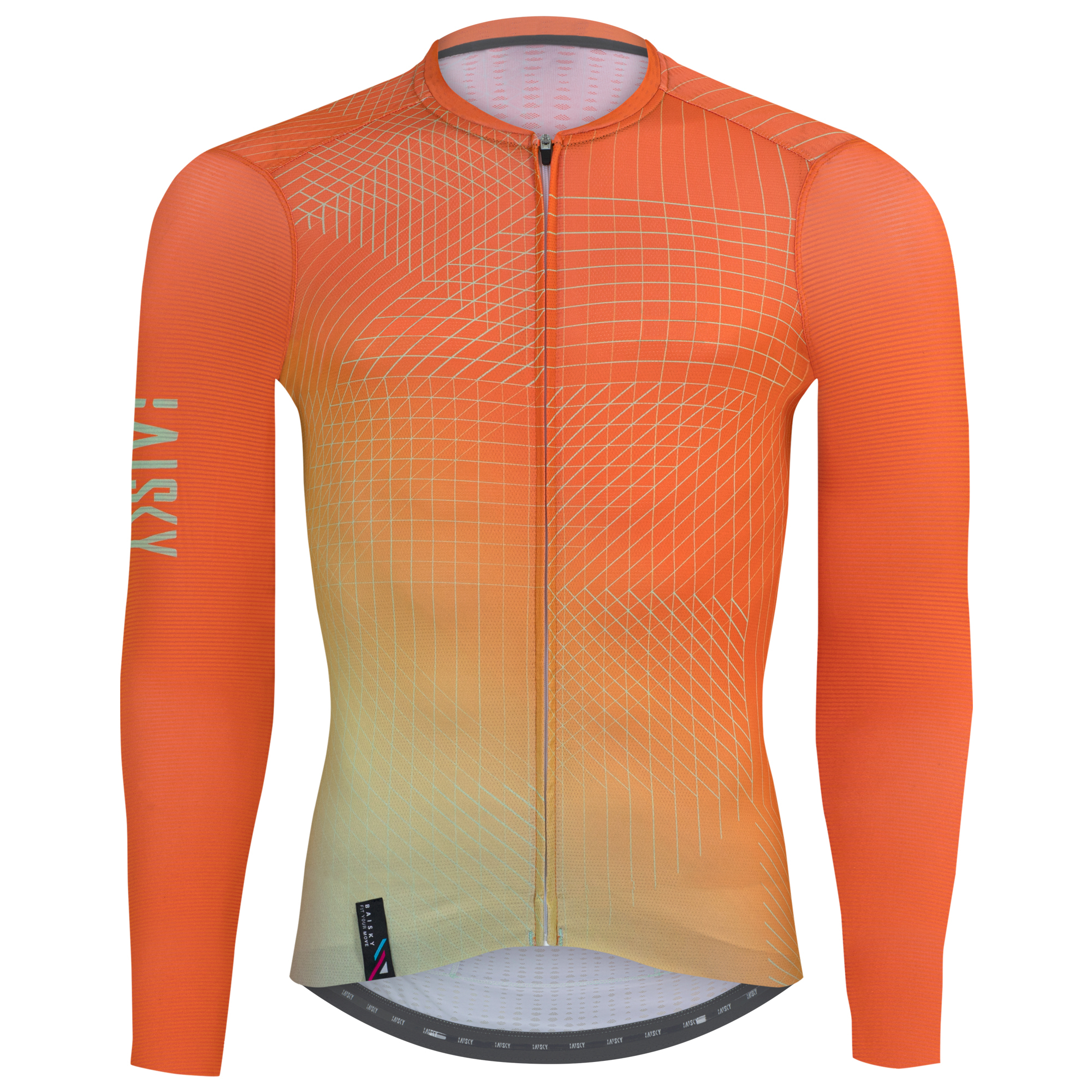 男款空力薄款長車衣 編織 螢光橘