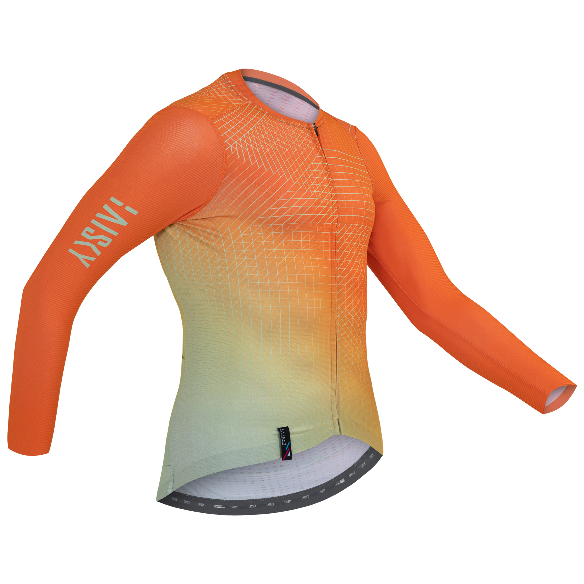 男款空力薄款長車衣 編織 螢光橘