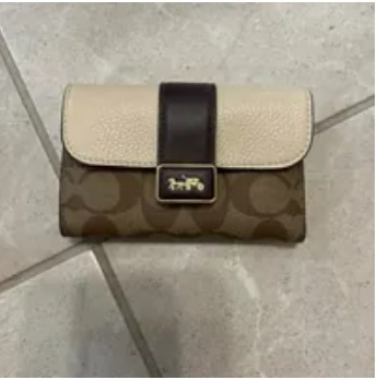 [S] COACH CC061 SIGNATURE BLOCK MEDIUM GRC WALLET,LIGHT KHAKI CHALK MULTI, 195031689864 (SCO499)