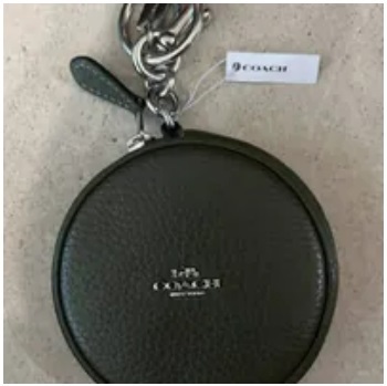 [S] COACH CL603 CIRCULAR COIN POUCH BAG CHARM,OLIVE, 195031996191 (SCO504)