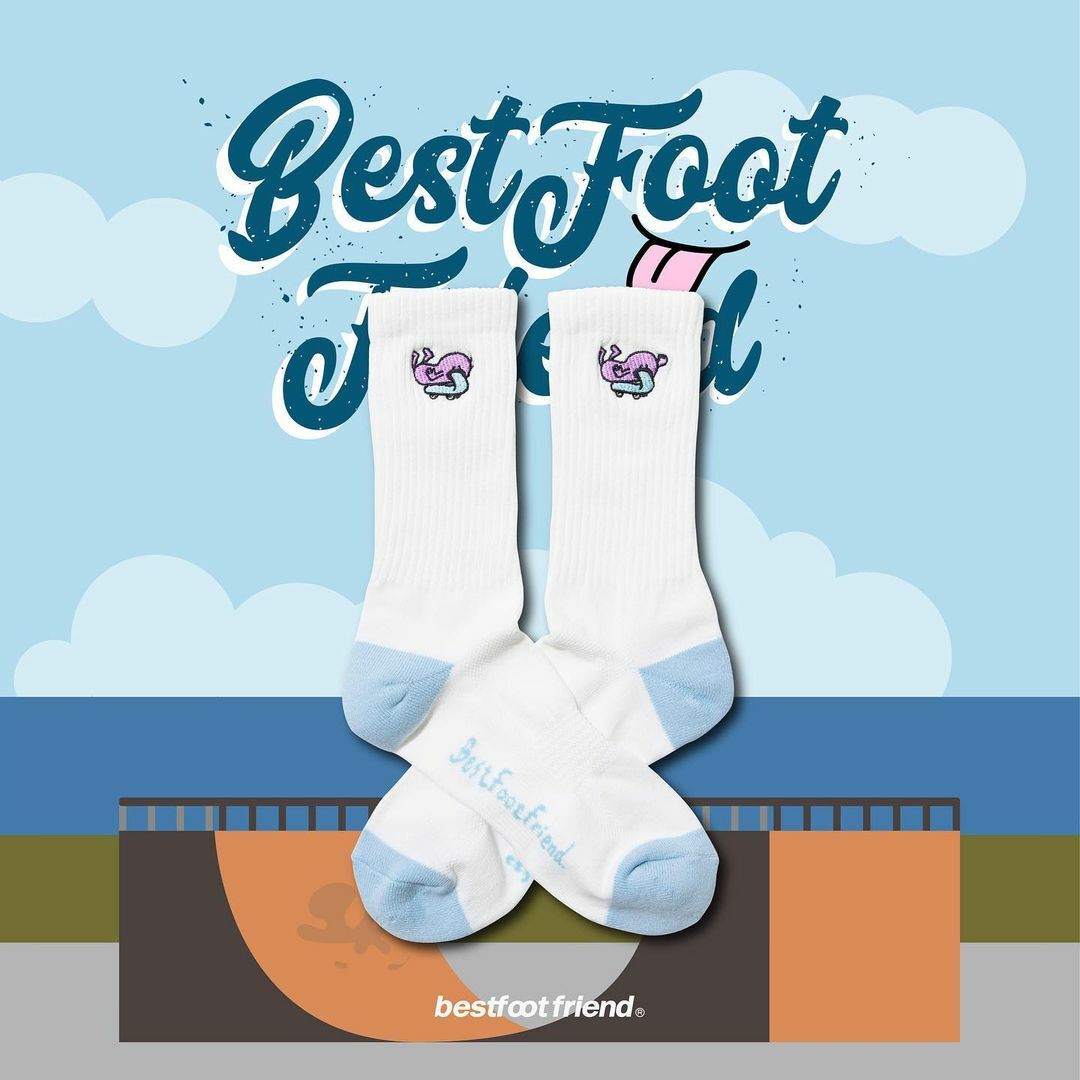 【車庫服飾】BEST FOOT FRIEND Skateboard monster / 滑板怪長襪