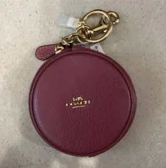 [S] COACH CL603 CIRCULAR COIN POUCH BAG CHARM,MAGENTA, 195031996139 (SCO505)