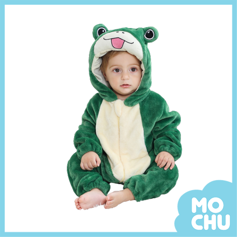 吐舌綠青蛙法蘭絨連身衣(加厚)