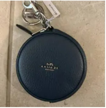 [S] COACH CL603 CIRCULAR COIN POUCH BAG CHARM,NAVY, 195031996177 (SCO506)