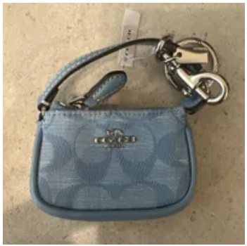 [S] COACH CH340 SIGNATURE CHANBRAY MINI CHARM NOLITA BAG,SV/CORNFLOWER MULTI, 195031831423 (SCO508)