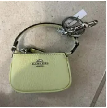 [S] COACH CC313 MINI BAG CHARM IN SIGNATURE,YELLOW, 195031986666 (SCO509)