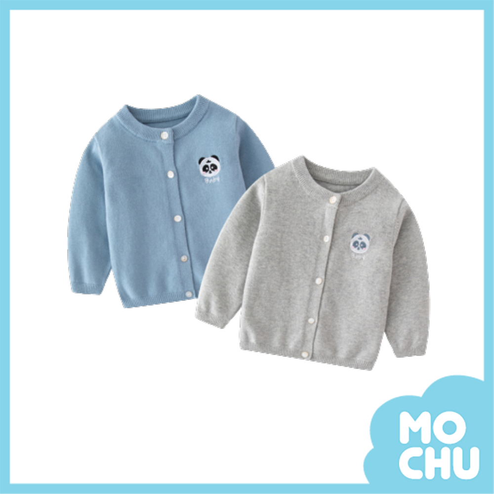 刺繡熊貓寶寶圓領針織開衫(四色)