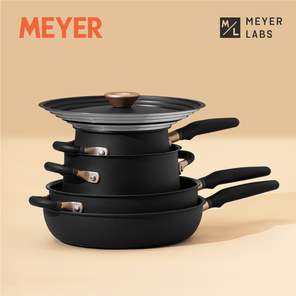 《Meyer Accent》陽極氧化不沾六件組(電磁爐/IH爐)(微金亞光黑)