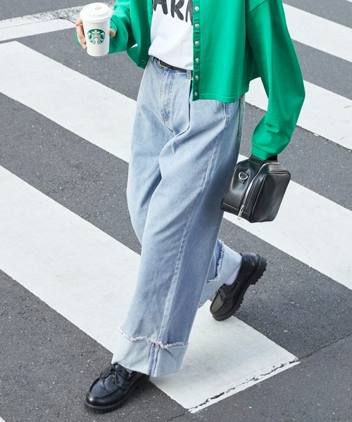 預購┃日本選貨店 大反摺 直筒 寬鬆 牛仔褲 多色