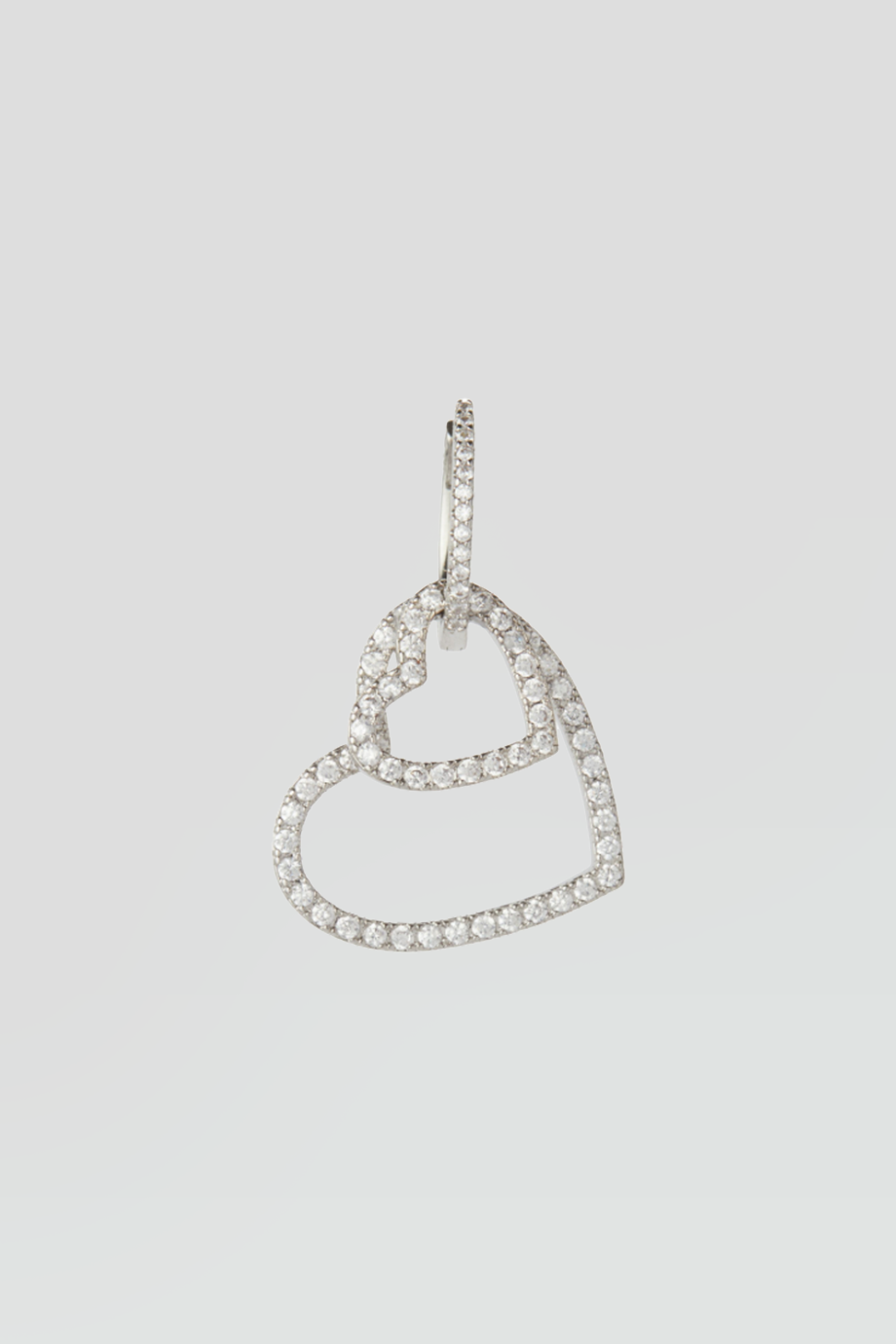 Crystal Haze｜HEART 銀色鑲鑽雙愛心耳環