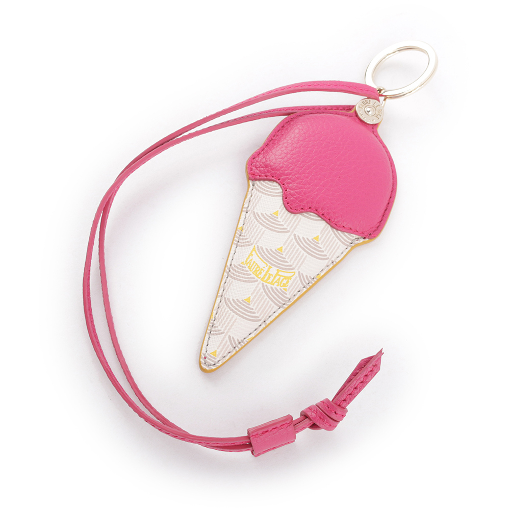 【Faure Le Page】塗層帆布及牛皮冰淇淋造型吊飾(白色/桃紅) SS99000005