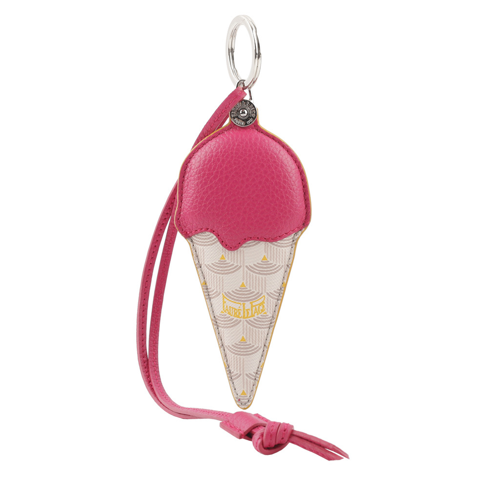 【Faure Le Page】塗層帆布及牛皮冰淇淋造型吊飾(白色/桃紅) SS99000005