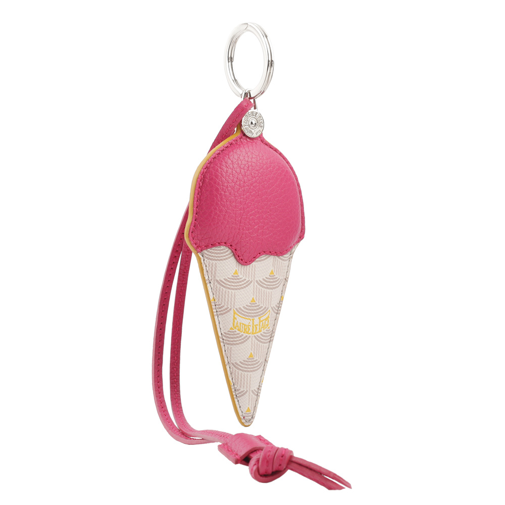 【Faure Le Page】塗層帆布及牛皮冰淇淋造型吊飾(白色/桃紅) SS99000005