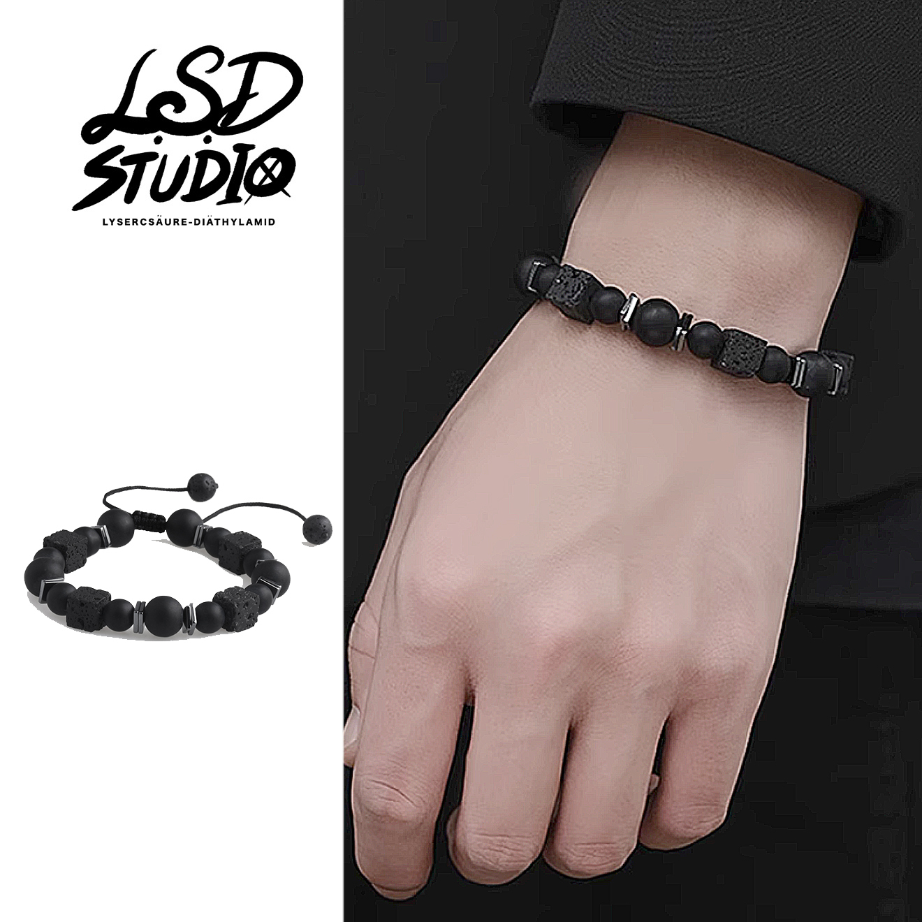 【ACBH1】黑焰火山方石可調整手鍊