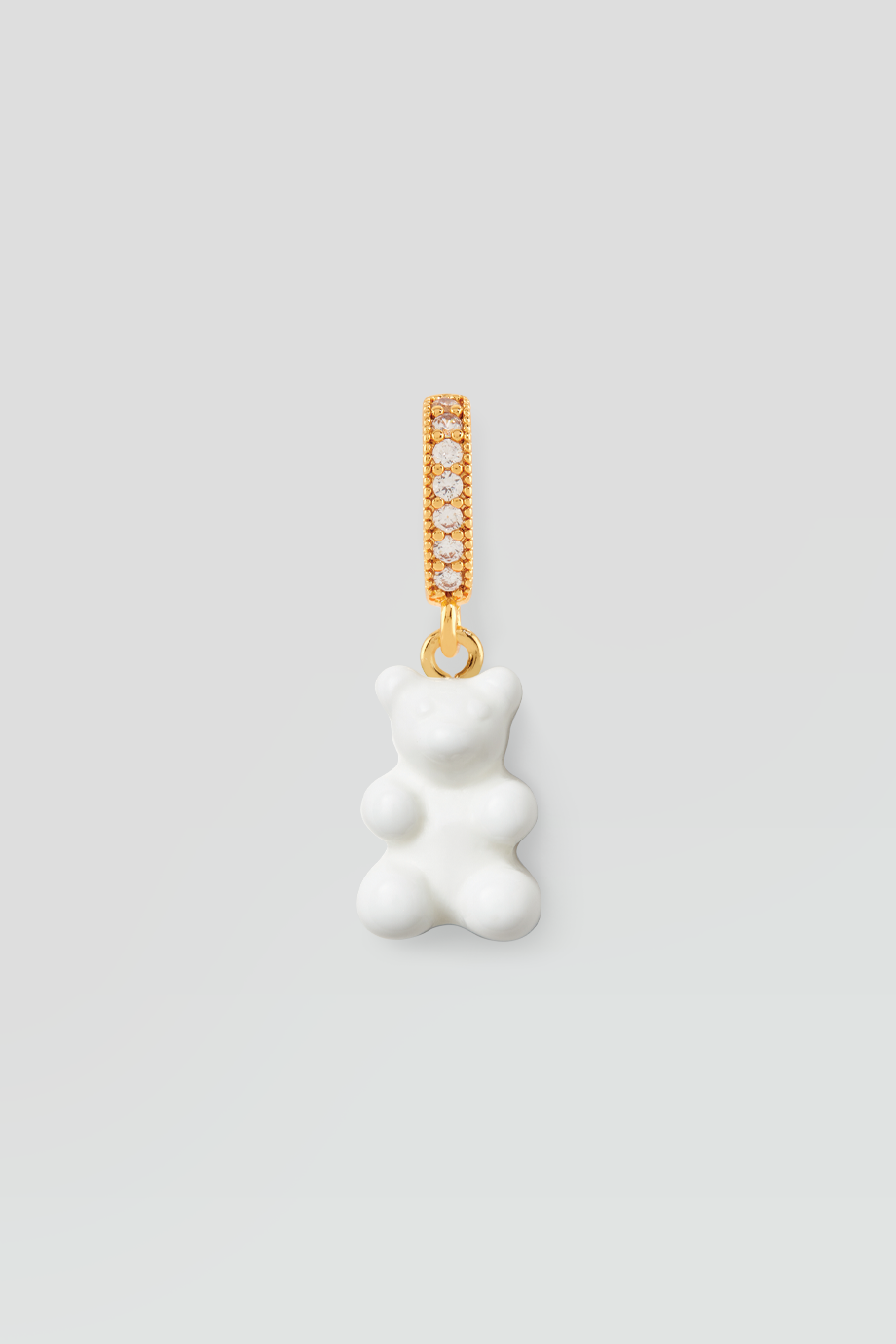 Crystal Haze｜NOSTALGIA BEAR 金色鑲鑽復古白色小熊墜飾