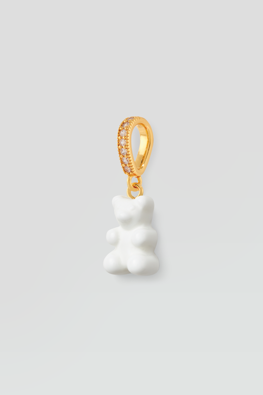 Crystal Haze｜NOSTALGIA BEAR 金色鑲鑽復古白色小熊墜飾