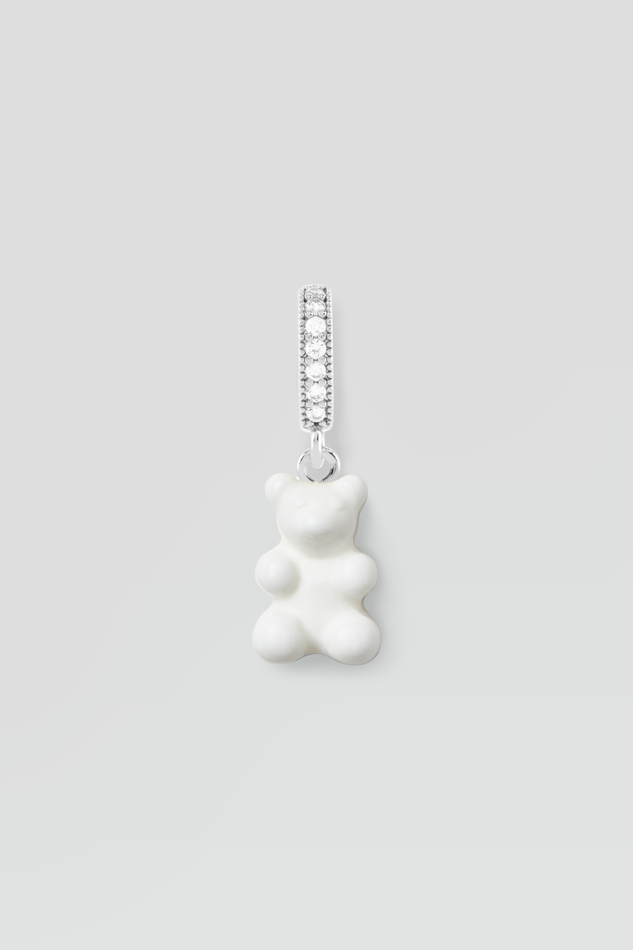 Crystal Haze｜NOSTALGIA BEAR 銀色鑲鑽復古白色小熊墜飾