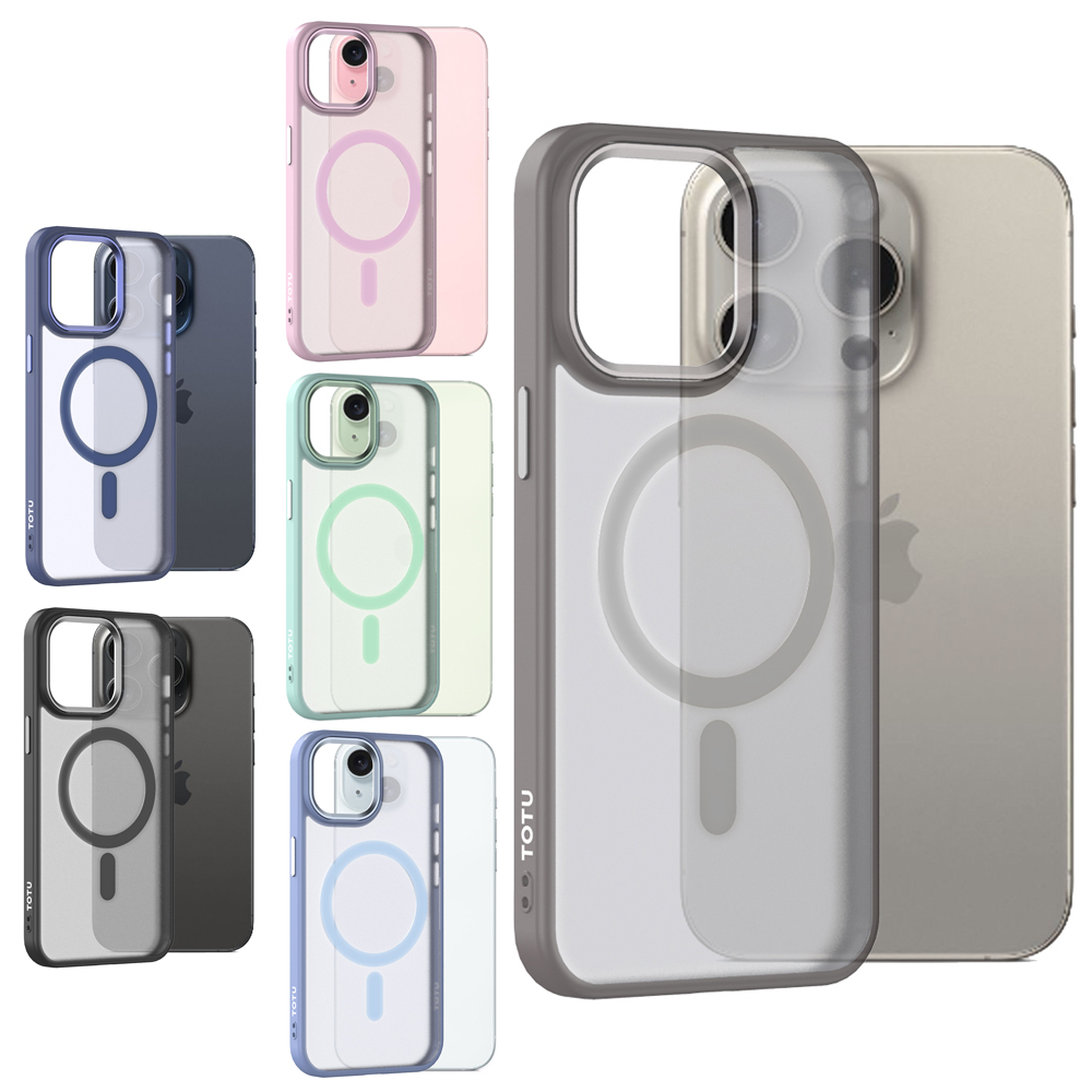 TOTU 拓途 iPhone 15/15 Plus/15 Pro/15 Pro Max 磁吸合金框手機殼防摔殼保護殼 膚感 金盾
