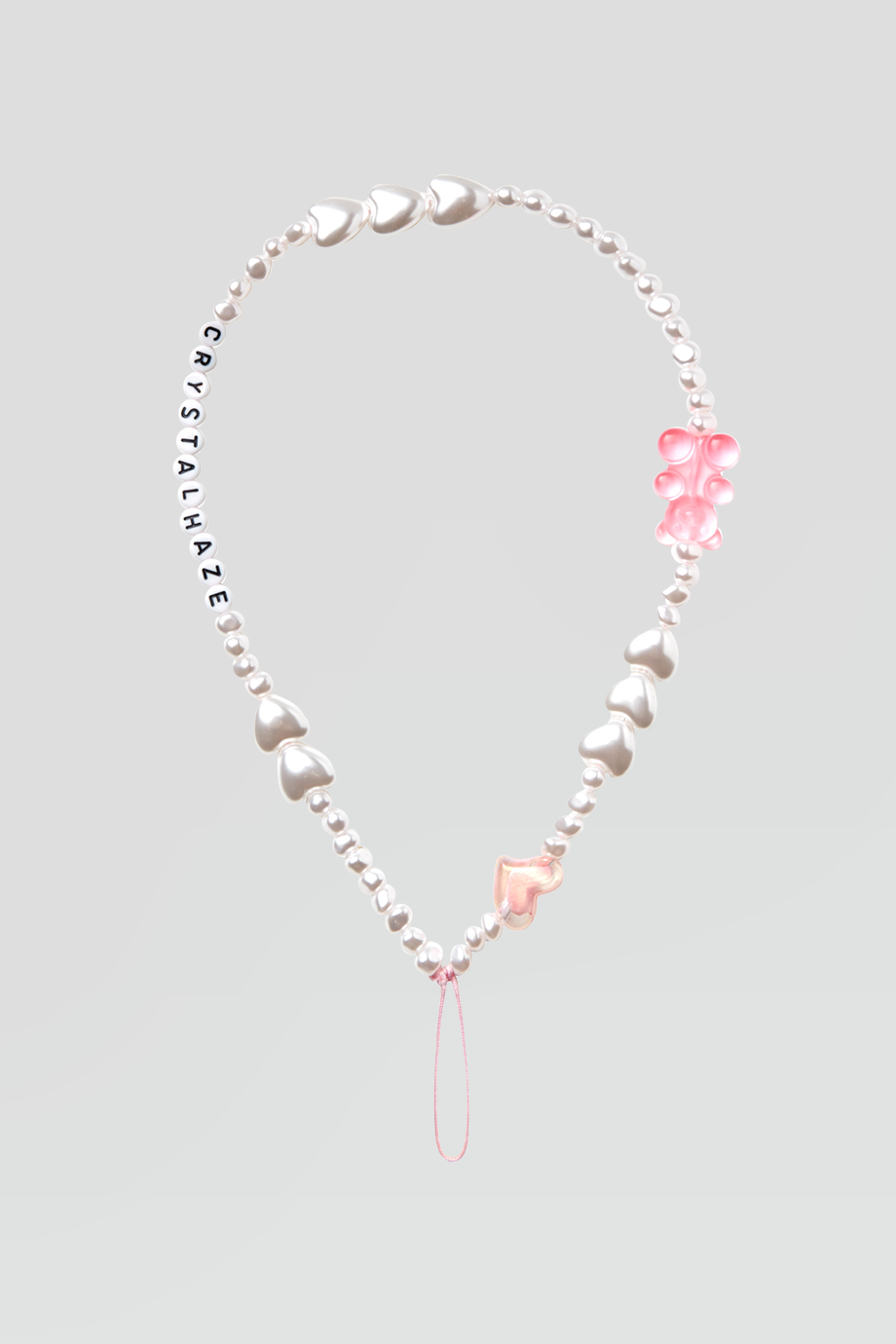 Crystal Haze｜BUBBLEGUM 字母透明粉紅小熊手機鍊