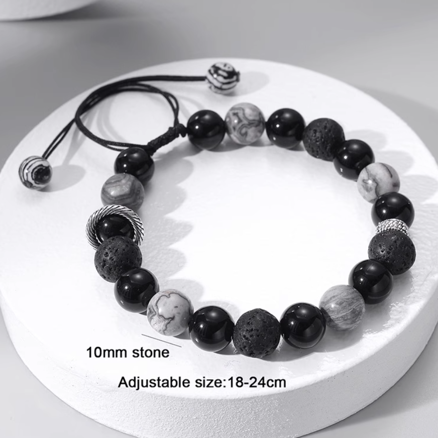 【ACBH3】夜幕鋼環混紋拼接手鍊