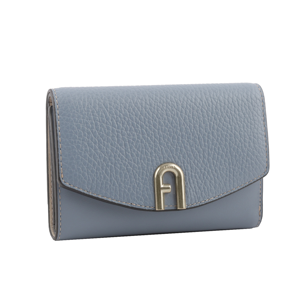 【FURLA】Primula 柔軟小牛皮翻蓋三折中夾