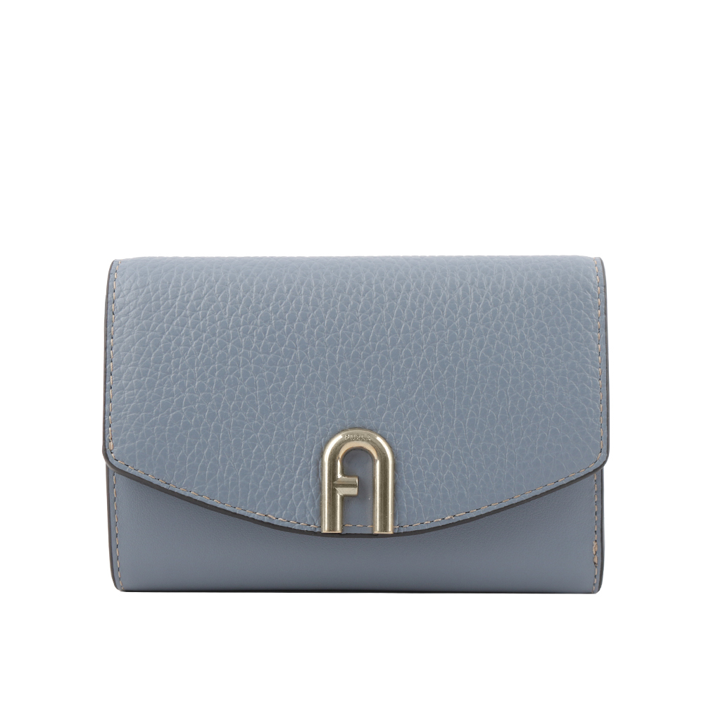 【FURLA】Primula 柔軟小牛皮翻蓋三折中夾(天空藍) WP00217 BX0053 2495S