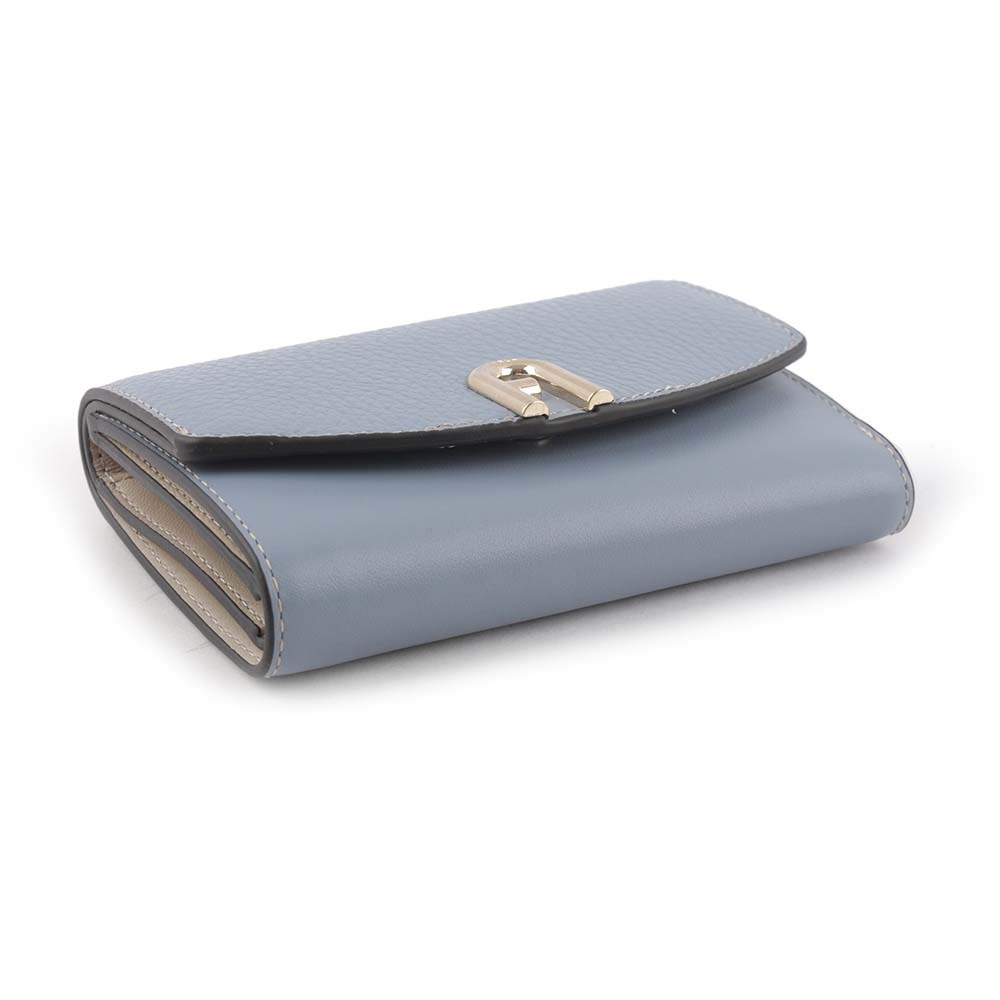 【FURLA】Primula 柔軟小牛皮翻蓋三折中夾(天空藍) WP00217 BX0053 2495S