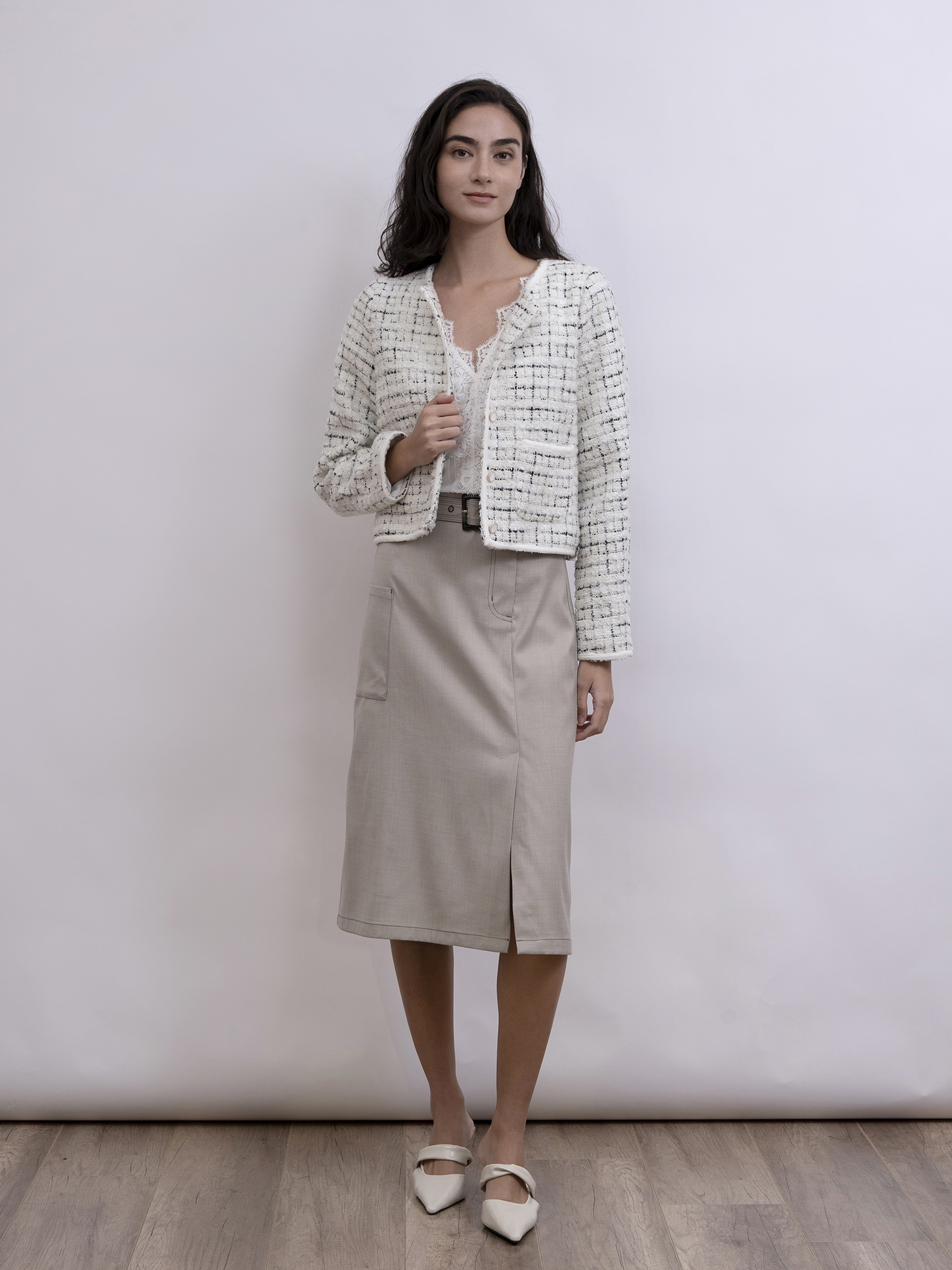 mi-tu 粗花呢短外套