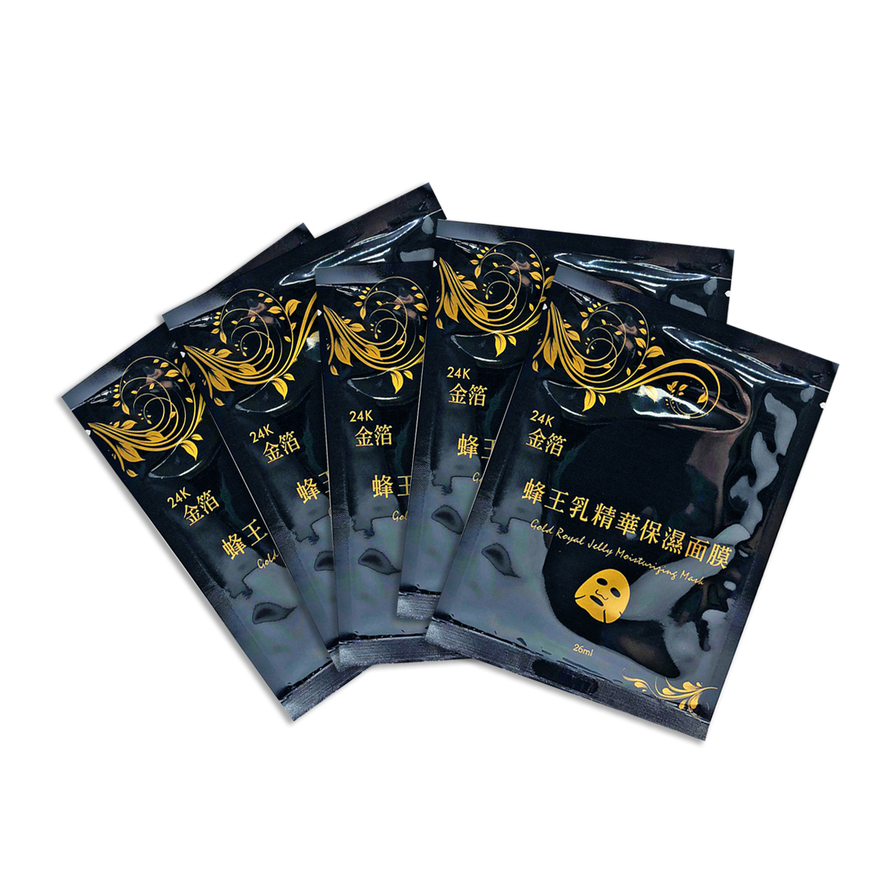 安欣二姑生技 - 金箔蜂王乳精華保濕面膜26ml-5入
