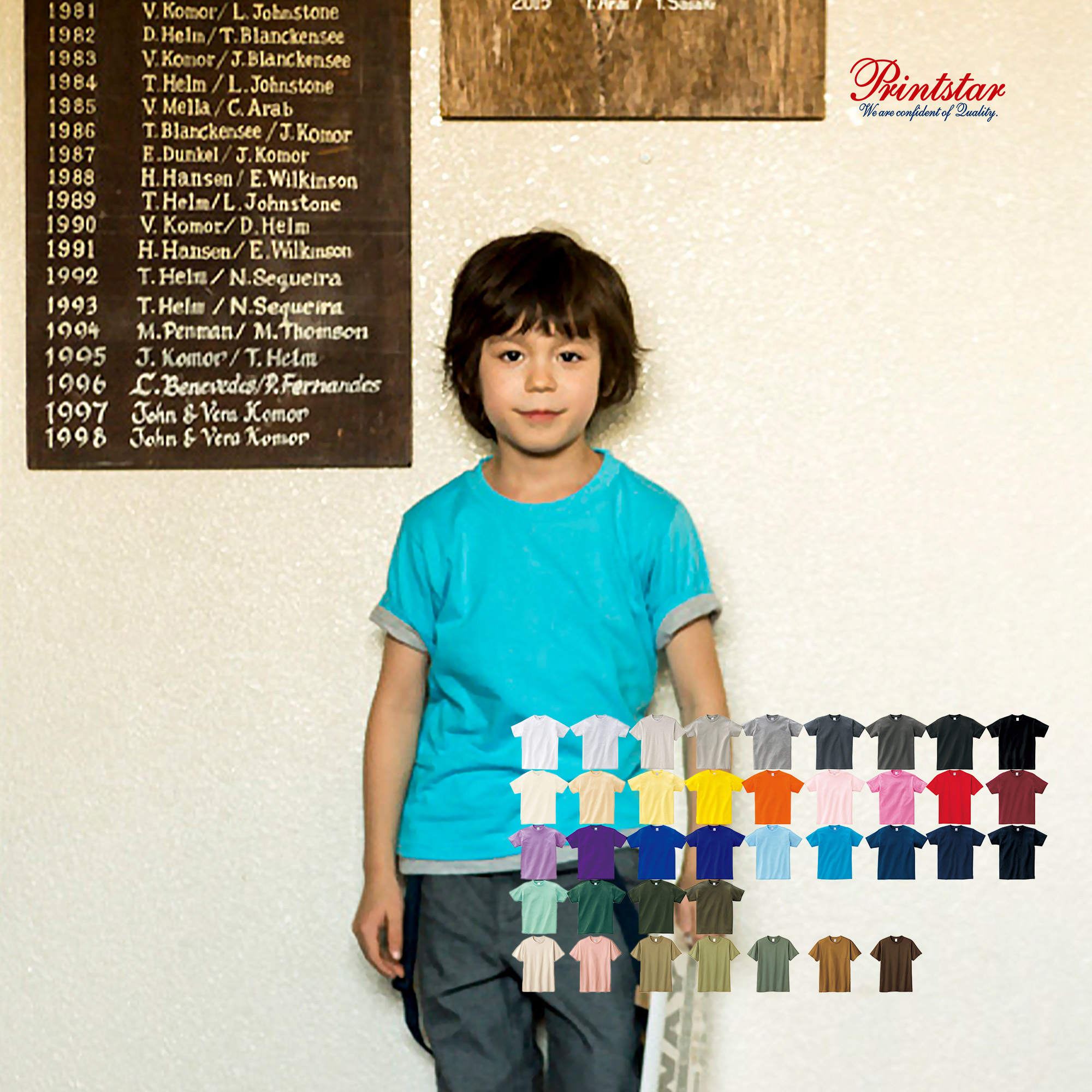 日本 Printstar 5.6oz 085天竺棉 全棉圓領 短素T 【兒童-女款】