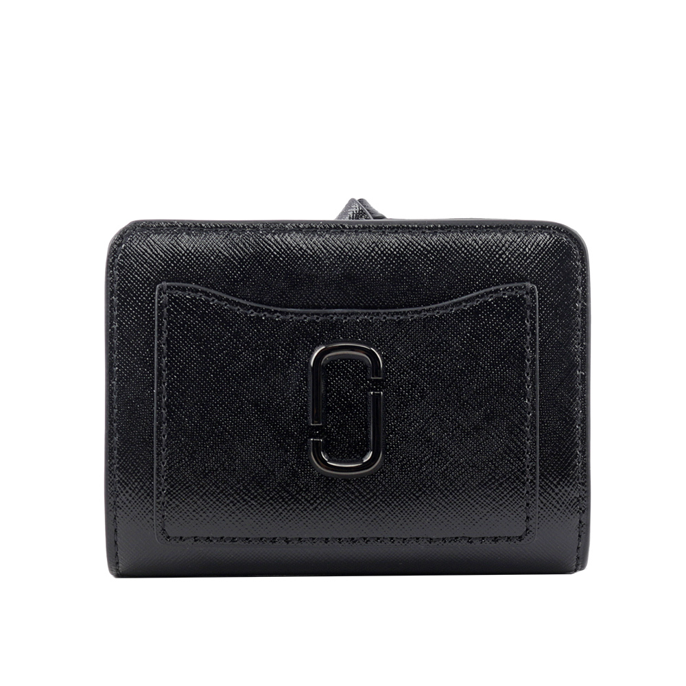 【MARC JACOBS】The Snapshot DTM 防刮皮革暗釦二折短夾(黑色) 2F3SMP051S07 001