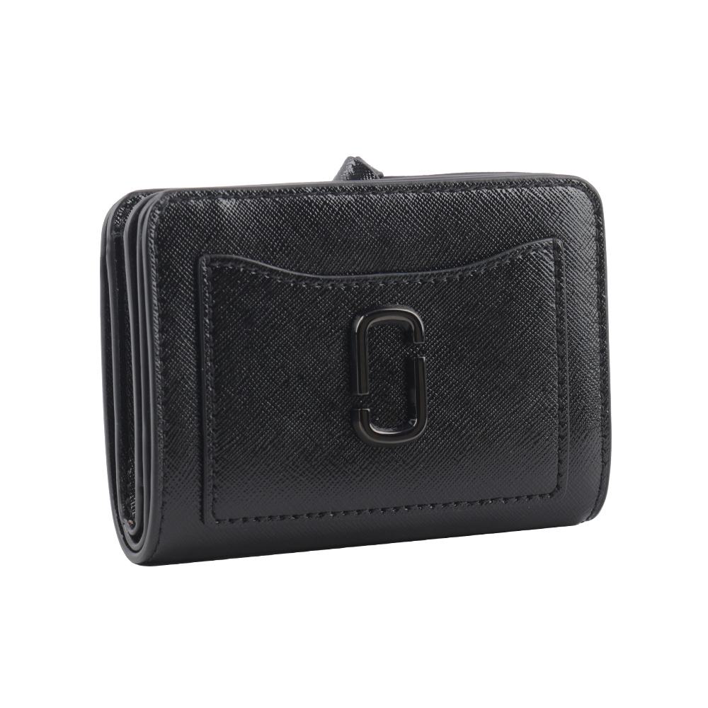 【MARC JACOBS】The Snapshot DTM 防刮皮革暗釦二折短夾(黑色) 2F3SMP051S07 001