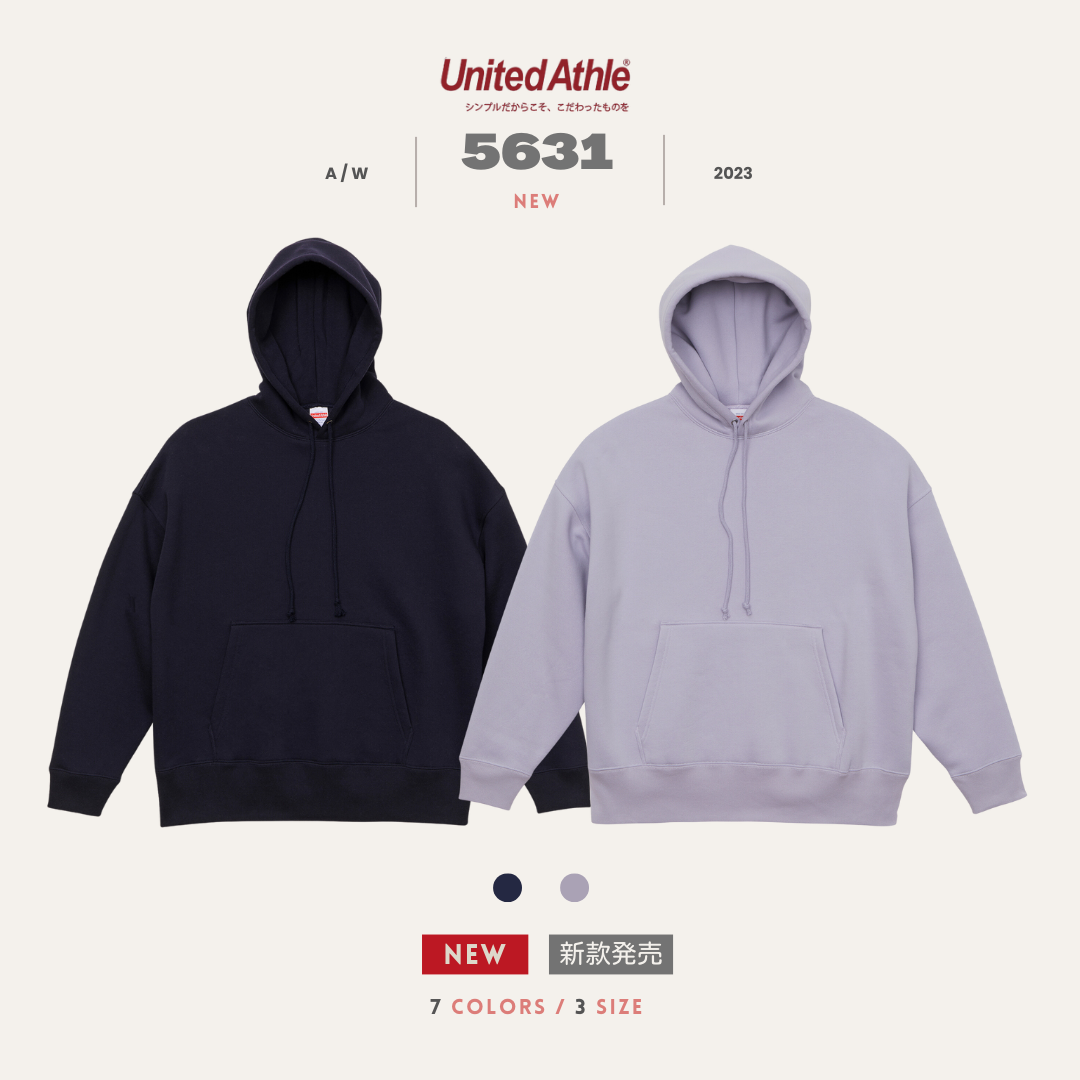 日本 United Athle 5631 寬版落肩 帽T 10oz厚磅 刷毛 連帽【 FUZY 】 - UA5631