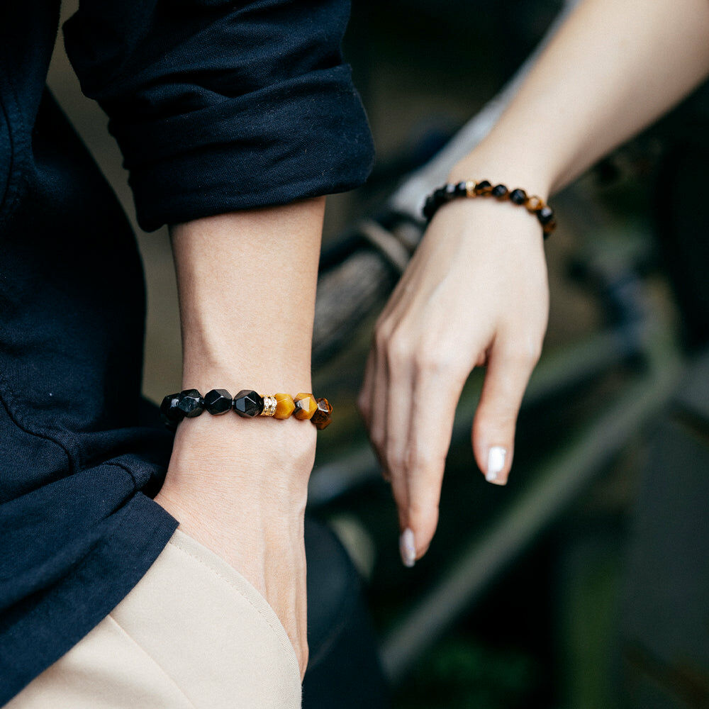 HALF 銀曜石 x 虎眼石切角手鍊