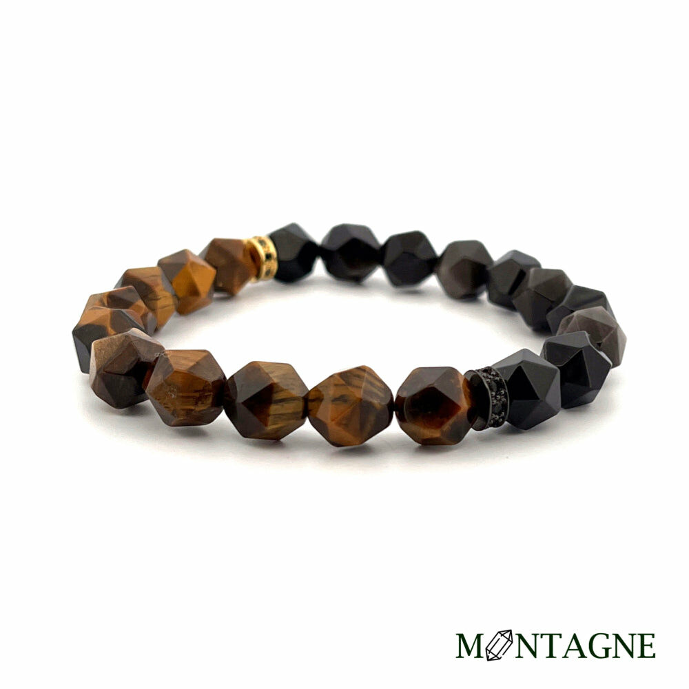 HALF 銀曜石 x 虎眼石切角手鍊