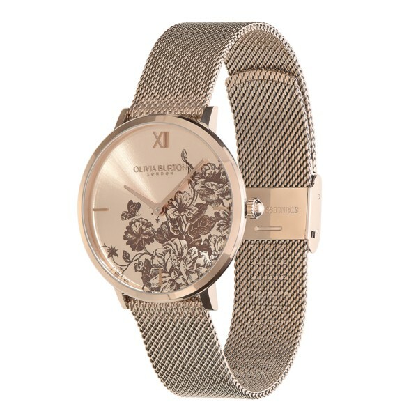 【OLIVIA BURTON】Signature 手繪花卉24000116 35mm 現代鐘錶