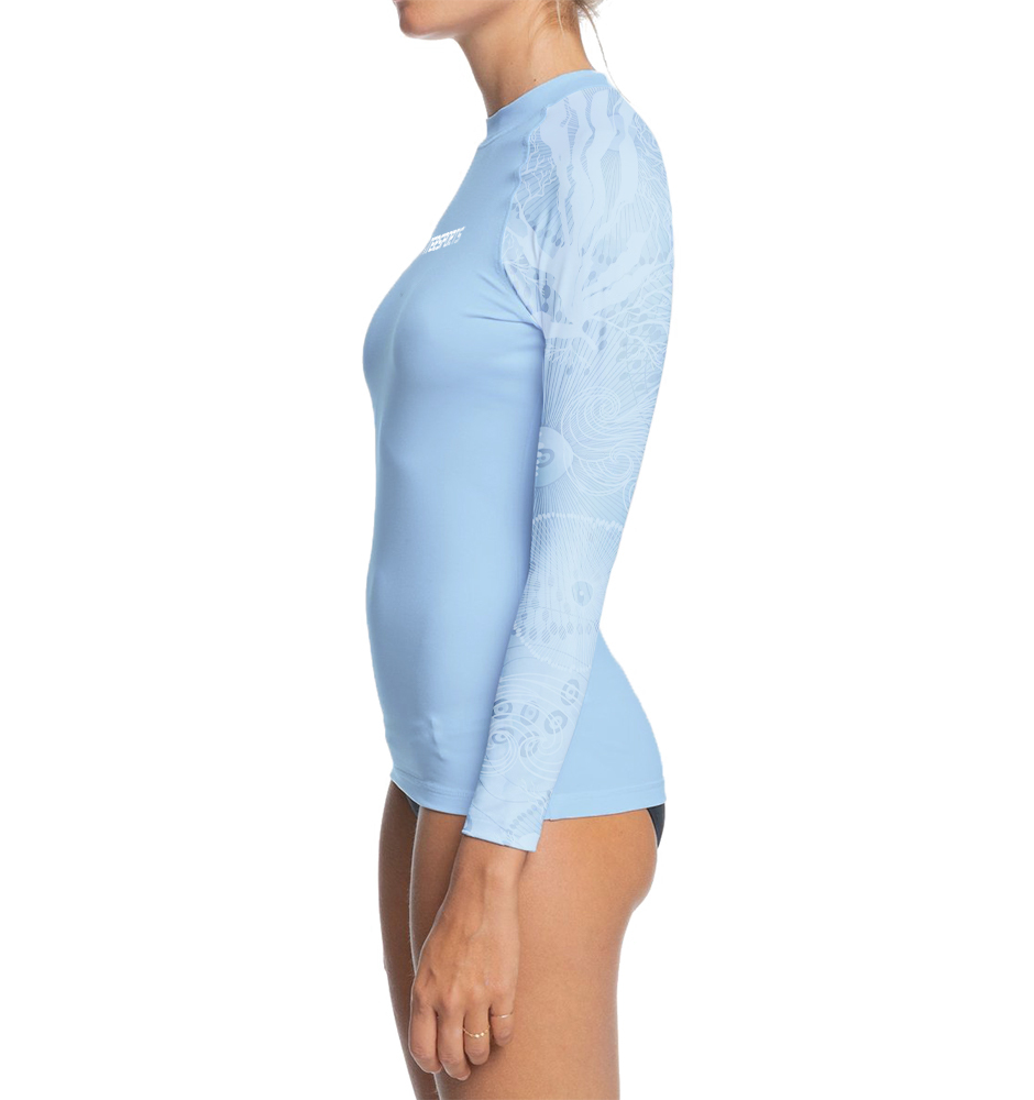 女士珊瑚印花長袖防曬上衣 - 淺藍