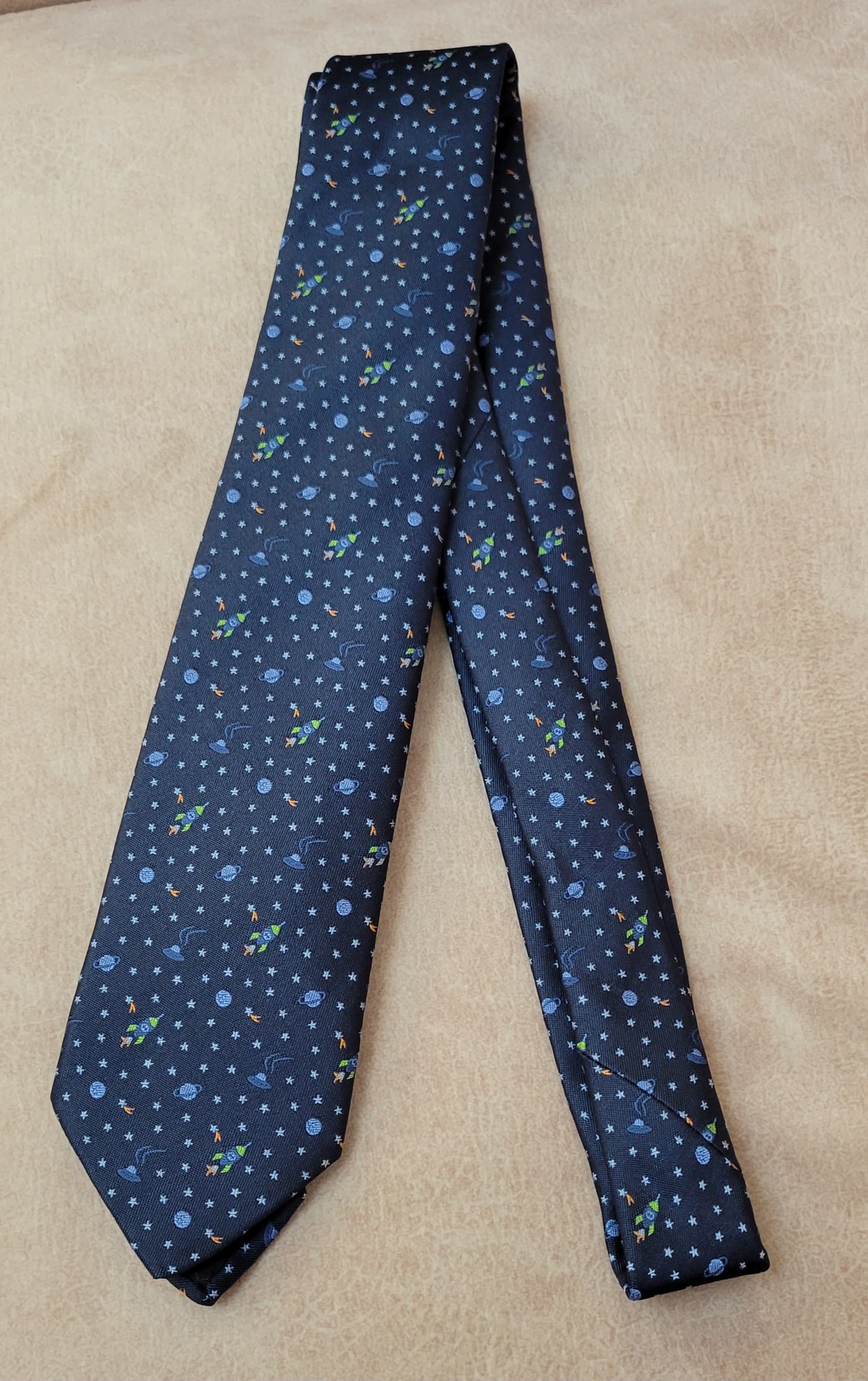 Hermes tie space bleu no.38