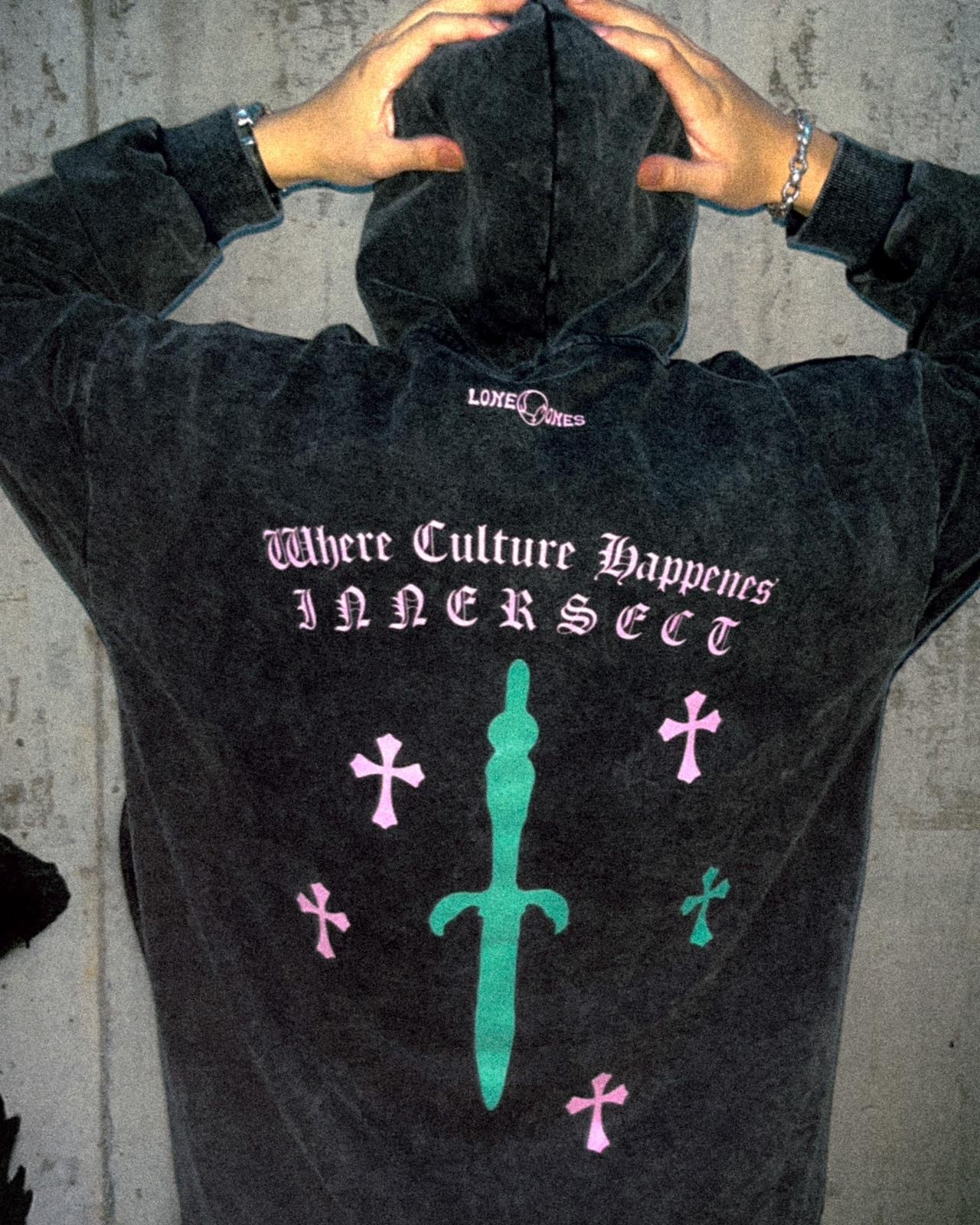LONEONES X INNERSECT Hoodie (Purple/Green/Washed Black)