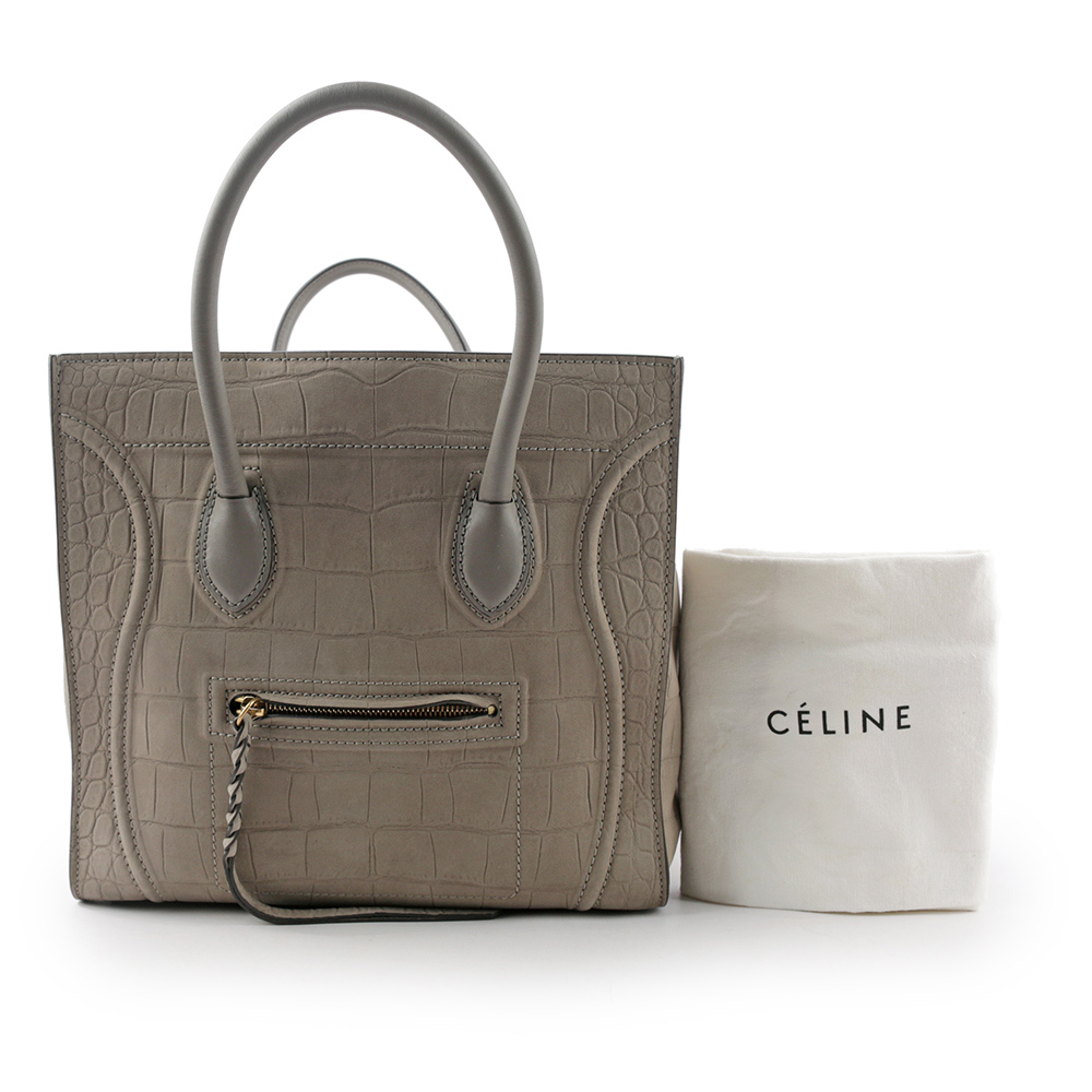 【CELINE】Phantom Luggage  冏包 笑臉包 大款手提包(灰色) CE12000020