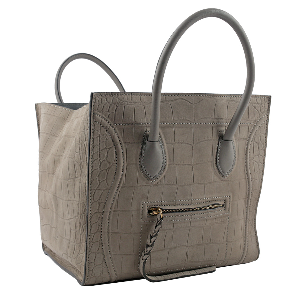 【CELINE】Phantom Luggage  冏包 笑臉包 大款手提包(灰色) CE12000020