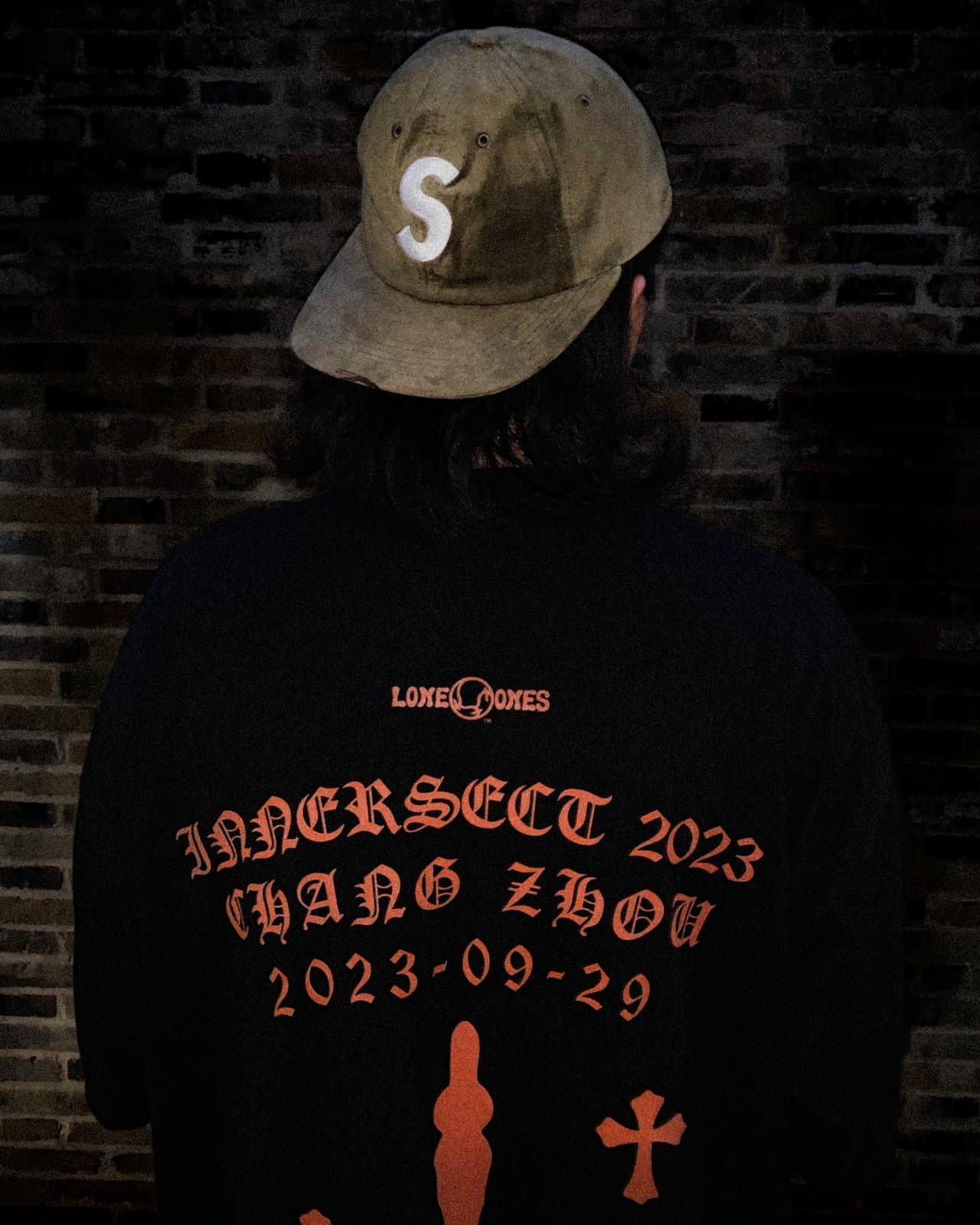 LONEONES X INNERSECT Hoodie (Orange/Washed Black)