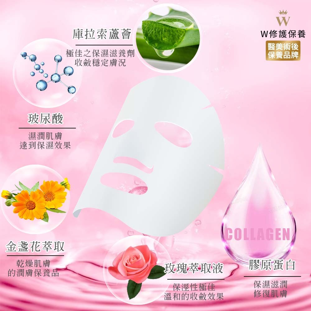 激光煥白亮膚膠原面膜