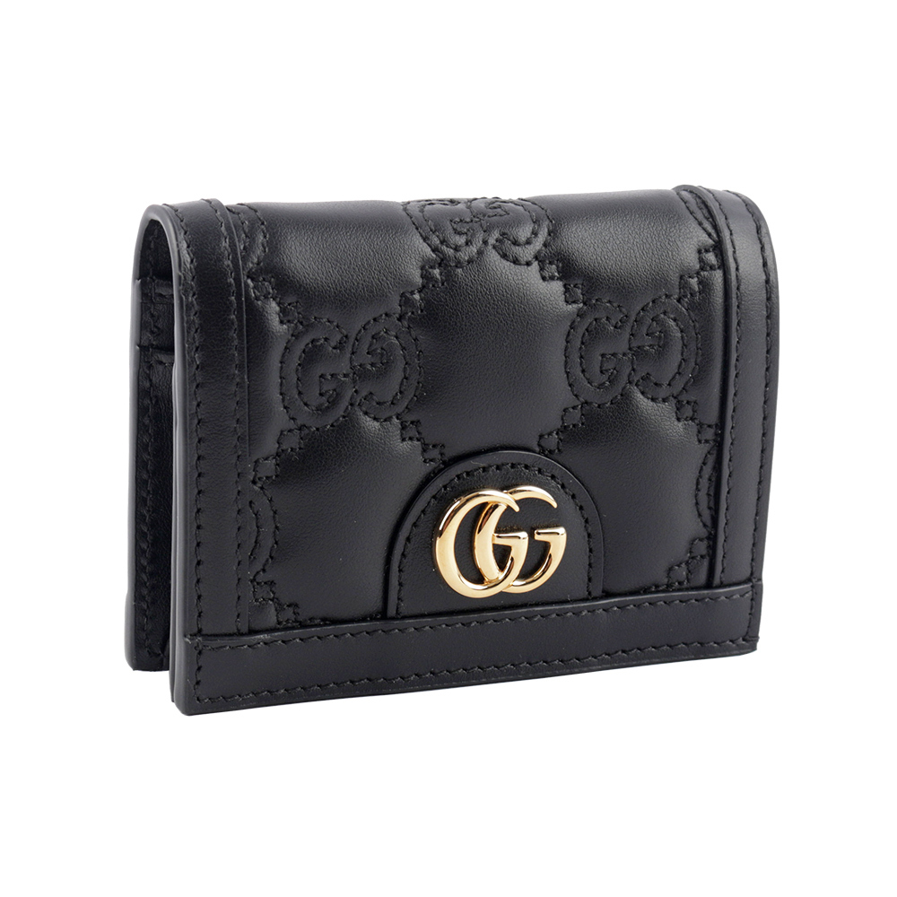 【GUCCI】GG Logo 縫線設計二折卡片小短夾