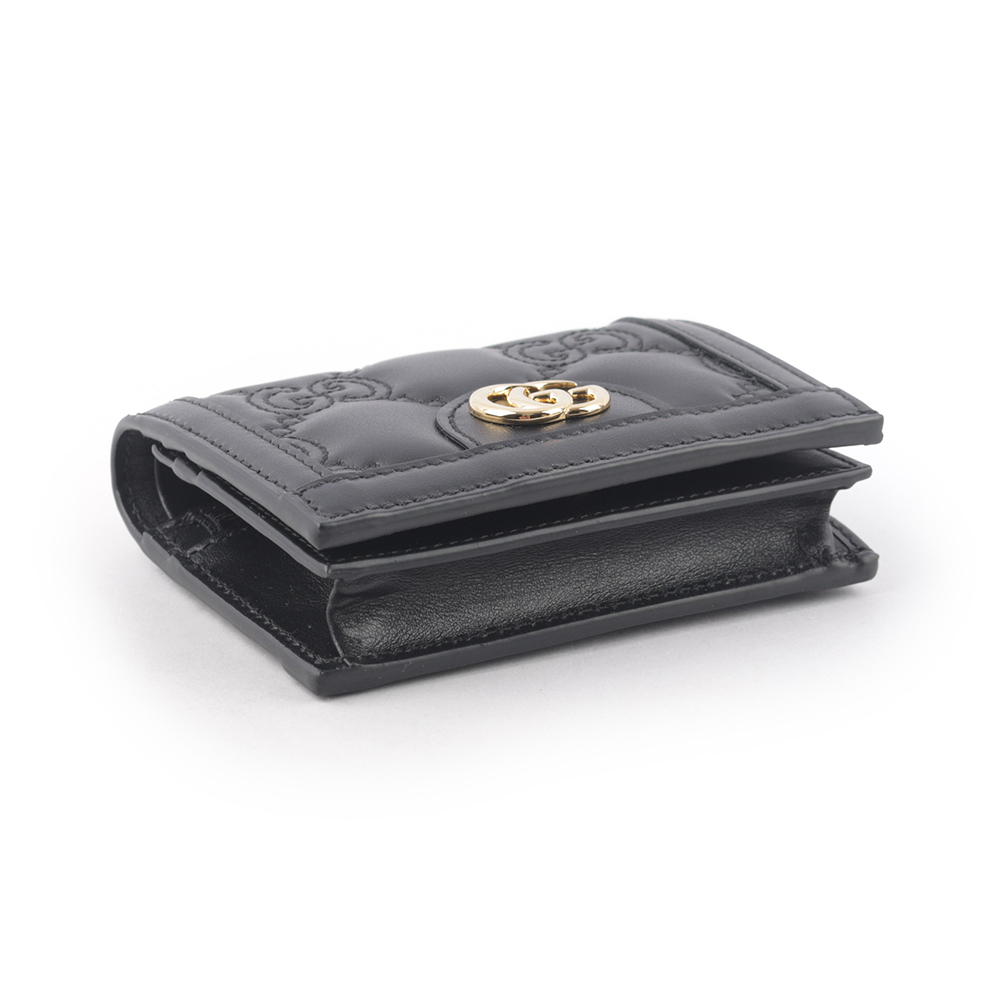 【GUCCI】GG Logo 縫線設計二折卡片小短夾(黑色) 723786 UM8IG 1000