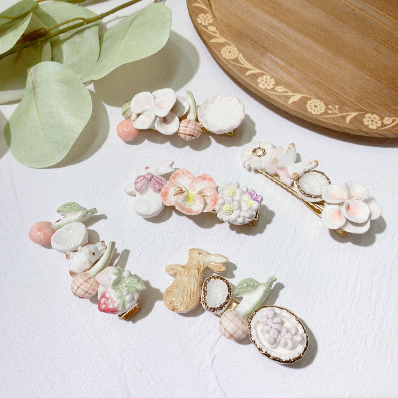 [手作家] 兔仔x車厘子x蝴蝶髮夾