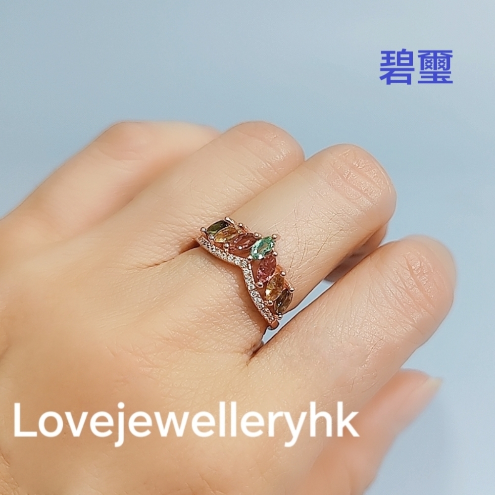 玫瑰金色碧璽皇冠戒指   GR001