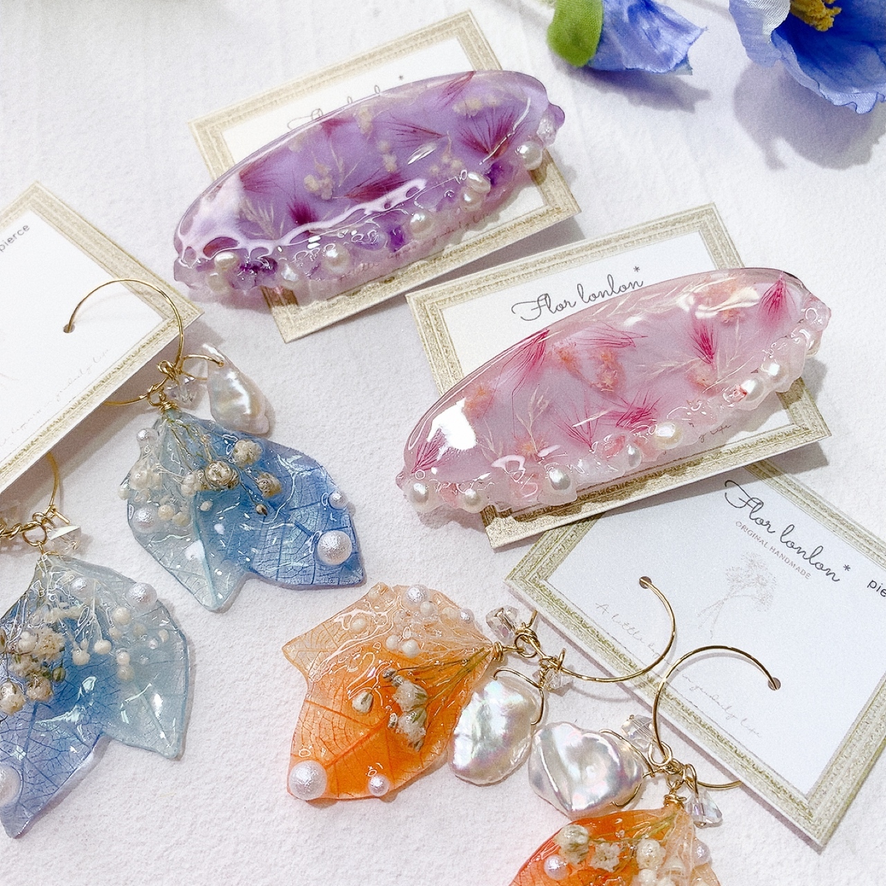 [手作家] 乾花珍珠橢形髮夾