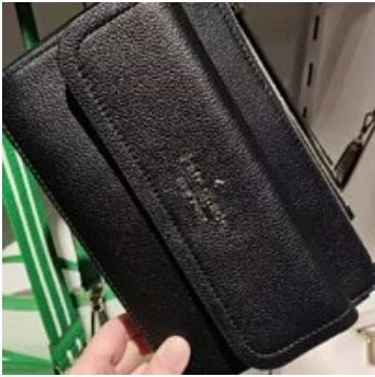 [S] KATE SPADE KA650 ROSIE PEBBLED LEATHER MEDIUM FLAP WRISTLET, BLACK, 196021215469 (SKS847)